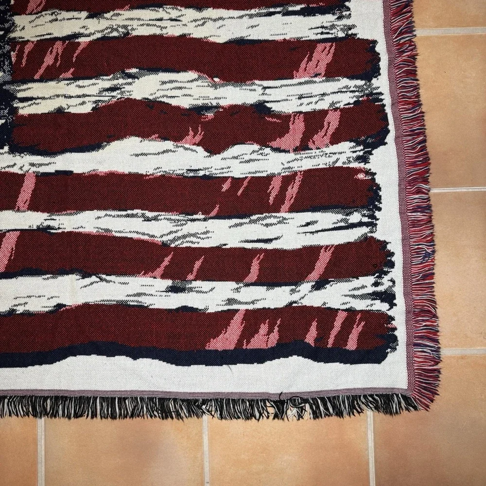 American Flag Vintage Tapestry Throw Blanket Patriotic USA Northwest Company - Picture 3 of 14